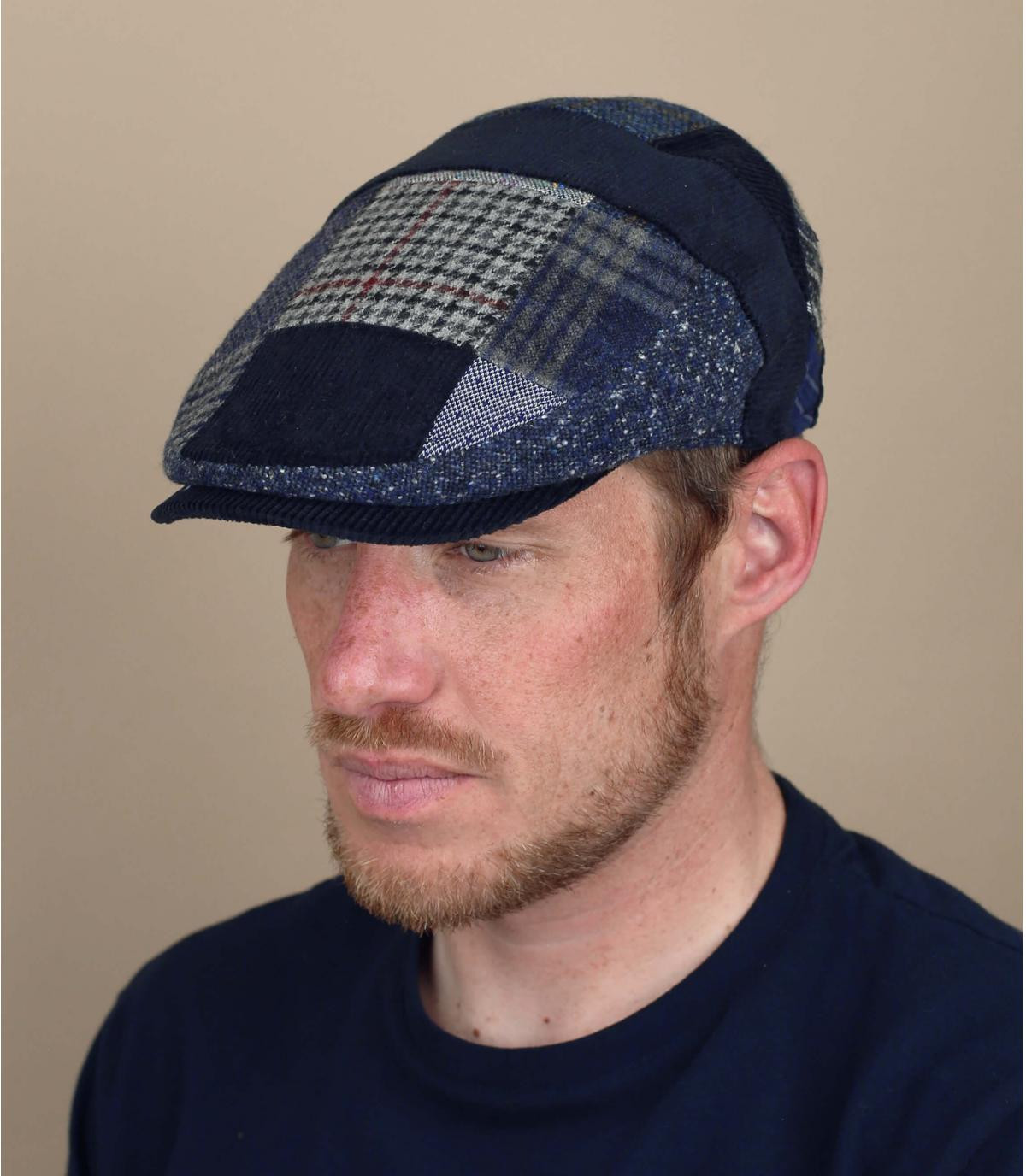 wool beret check Timoteo Patchvel grey wool beret check Timoteo Patchvel grey